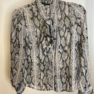 Snake Print PussyBow Button Down